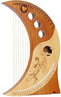 a wooden instrument with four strings and two holes in the middle, on a white background