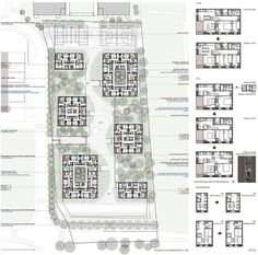 an architectural drawing shows the plans for several different buildings, including two floors and three levels