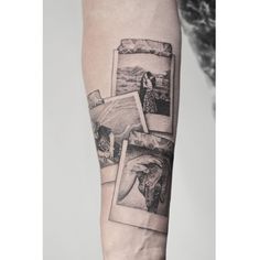 a man's arm with pictures on it