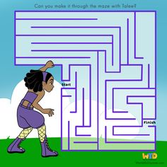 a cartoon girl is trying to find her way through the maze