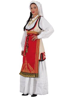 This outfit is imported from Greece and made by the premiere manufacturer of traditional Greek costumes. This traditional dancing costume is a favorite amongst dancing troupes and churches. This outfit ships direct from Greece. Please allow 1-2 weeks for arrival of outfit. This woman's costume consists of cotton dress, felt jacket, felt apron embroidered, and scarf. (Note: The necklace is sold separately.) Women Sizing Reference: Size USA UK waist cm / inches bustcm / inches XSmall 4 6 66-68 74- Greek Traditional Dress, Felt Jacket, Greek Costume, Woman Vest, Multiple Outfits, Costume Store, Greek Clothing, Greek Style, Folk Costume