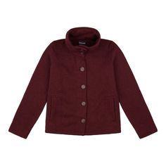 Patagonia Worn Wear Women's Better Sweater® Swing Jacket Oxblood Red - Used Merino Wool Long Sleeve Outerwear For Cold Weather, Fall Merino Wool Outerwear, Fall Merino Wool Outerwear For Cold Weather, Fall Merino Wool Outerwear With Funnel Neck, Solid Merino Wool Outerwear For Work, Fall Outdoor Outerwear With Funnel Neck, Casual Merino Wool Outerwear For Layering, Fall Funnel Neck Outerwear For Outdoor, Casual Funnel Neck Cardigan For Fall