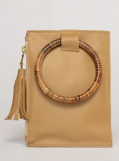 Beau & Ro Wristlet Saddle / One Size The Bamboo Ring Wristlet | Saddle House In California, Bamboo Ring, Hidden House, Bust A Move, Saddle Leather, Shoe Gifts, Big Bags, Leather Tassel, Bag Dress