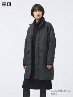 PUFFTECH Non-Quilted Coat | UNIQLO US Uniqlo Store, Christophe Lemaire, Quilted Coat, Styling Ideas, Helmut Lang, Outerwear Coats, Outerwear Women, Long Coat, Online Purchase