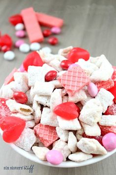 valentine's day marshmallows in a bowl