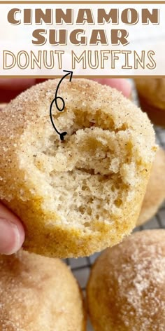 cinnamon sugar donut muffins on a cooling rack with text overlay that reads, cinnamon sugar donut muffins