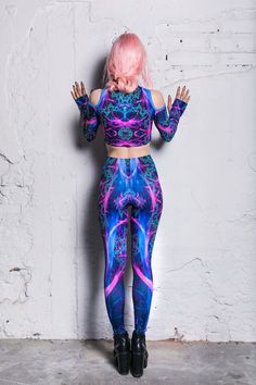 Festival Leggings blue printed leggings for women festival | Etsy Blue Rave Outfit, Blue Long Sleeve Crop Top, Rave Leggings, Rave Bodysuit, Sci Fi Clothing, Psy Trance, Rave Tops, Stage Clothes, Crazy Design