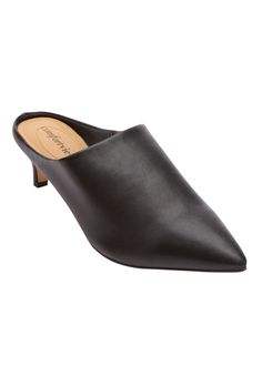 A smooth, supple leather-like upper distinguishes a streamlined mule in an ultra-stylish kitten heel silhouette. PS: There will be variations in print due to the individualistic nature of the pattern. Leather-like upperInside elastic gorePadded insoleFlexible, skid-resistant outsole1¾" stable kitten heel Leather-like mules available in full and half sizes 7-11, 12 M; 7-11, 12 W; 7-11, 12 WW | Women's The Camden Mule by Comfortview in Black (Size 7 M) Swedish Fashion, Swimsuits For All, Leather Shops, Kitten Heel, 7 11, Mules Shoes, New Shoes, Mule, Heeled Mules