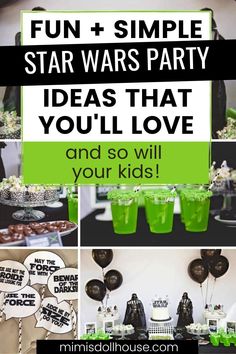 star wars party with green drinks and decorations