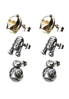 PRICES MAY VARY. Title: Star Wars Jewelry Unisex Adult Episode 8 BB-8, C-3PO and R2-D2 Stud Earrings Set, Gold/Silver, One Size. Product Type: Departments > Men > Jewelry > Earrings Star Wars Earrings, Star Wars Jewelry, Star Wars Fashion, Star Wars Droids, Geek Jewelry, Bb 8, R2 D2, Star Wars Inspired, Mom Jewelry