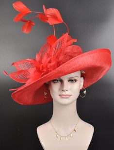 "It's a custom-made hat, if you want different color to decorate the hat, please feel free to contact me Material: Sinamay with feathers Crown Width; 8 inch Crown Height: 4 inch Brim Width: 7 ~ 5 inch Head girth is from 22' to 23.22 \" adjustable size fits  most with an adjustable cord strap for the smaller fit The second color of the feathers lenght: 10-12 inches Color on screen may vary from actual merchandise due to monitor restrictions or dye lots." Oaks Day, Formal Hat, Feather Crown, Hat Tea Party, Sinamay Hat, Sinamay Hats, Church Hat, Crown Heights, Tea Party Hats