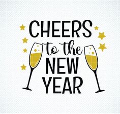 cheers to the new year with two glasses of wine and stars on white paper background