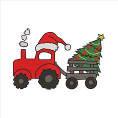 a red truck with a christmas tree on it