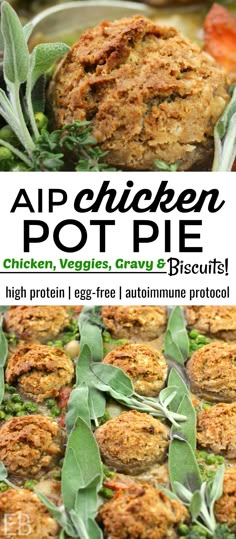 chicken pot pie with herbs on top and the words, appetizer pot pie