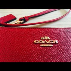 Brand New, Never Used. Nwot. Bright Red Chic Red Coach Wallet, Coach Red Rectangular Wallet, Red Rectangular Coach Wallet, Elegant Red Coach Wallet, Red Coach Clutch Bag, Red Coach Wallet With Removable Pouch, Coach Red Wallet With Removable Pouch, Bags Coach, Bright Red