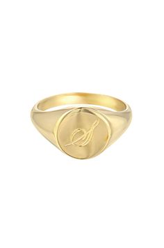 Single initial engraved signet ring in 14k solid gold in the font of your choice, block or script, this ring is just perfect and part of our best sellers, a true personalized and fun timeless signet rings. Made in L.A. Size: Approx. 0.4''(H) Weight : Approx. 2.9 Grams Ships in 5-11 business days All personalized items are Final Sale Comes gift ready in a custom Zoe Lev jewelry box. Feel free to contact us for any customization as all jewelry is made to order and we'll gladly accommodate Gold Jewellery Wallpaper, Engraved Signet Ring, Jewelry Shop Display, Pinky Signet Ring, Dolphin Jewelry, Mirror Jewelry Armoire, Modern Jewellery Design, Sterling Silver Promise Rings, Best Friend Jewelry