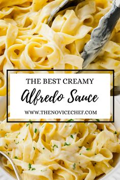 the best creamy alfredo sauce in a white bowl