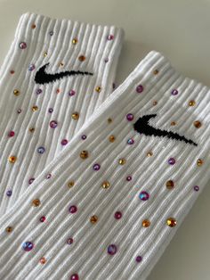 Customize your own Nike logo socks! Add sparkling jewels for a cute and fun look. Sizes 25-27 Bedazzled Socks, Glitter Socks, Nike Socks, Custom Glitter, Casual Socks, Socks And Hosiery, Nike Logo, Hosiery, Gender Neutral