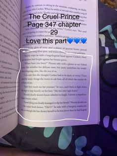 an open book with the title page 347 in blue and purple hearts on it