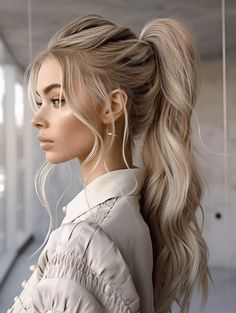 Spring is not just a seasonit's a refreshing new startand what better way to embody this renewal Volumous Ponytail Wedding, Wedding Style Ponytail, Wedding Day Ponytail With Veil, Sassy High Ponytail, Elegant Work Hairstyles, High Elegant Ponytail, Fun Bridesmaid Hair, Wedding Hairstyles High Ponytail, High Ponytail Hairstyles For Long Hair