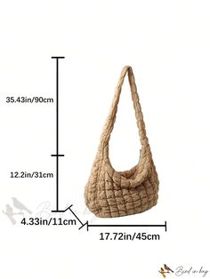 Bird in Bag - Quilted Ruched Pattern Bag Casual Hobo Shoulder Bag With Braided Handles, Versatile Quilted Beige Bag, Casual Brown Quilted Bag, Casual Quilted Hobo Bag For Everyday, Casual Quilted Hobo Bag, Casual Quilted Square Shoulder Bag, Casual Quilted Shoulder Bag For Shopping, Casual Square Baguette Bag For Errands, Casual Square Baguette Bag