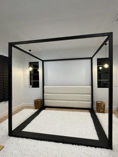 King Size Bed Designs Farmhouse Black Canopy Bed, Beautiful Bed Designs, Design Hall, Bedroom Ideas For Couples, Canopy Bed Frame, Floating Platform, Bed Design Modern, Style Cottage, Padded Headboard