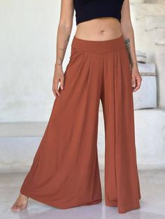 caraucci high waisted orange wide leg flare pants with side pockets #color_copper Copper Suit, Suit Plazo, Womens Palazzo Pants, Palazzo Pant, Draped Fabric, Earthy Colors, Palazzo Pants, All Seasons, High Waist