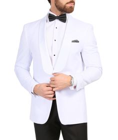 Ferrecci Men's Echo White Slim Fit Shawl Lapel Tuxedo Dinner Jacket White Dinner Jacket, Shawl Lapel Tuxedo, Red Overcoat, Black And Red Suit, Khaki Suits, Custom Tuxedo, Grey Overcoat, Charcoal Gray Suit, Royal Blue Suit