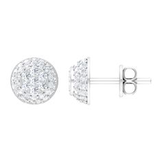 Rosec Jewels-Alluring Diamond Bridal Stud Earring with Screw Back Closure Traditional Round Earrings With Diamond Accents, Diamond White Pave Setting Earrings For Wedding, White Hand Set Round Diamond Earrings, Wedding Earrings With Pave Setting, Wedding Fine Jewelry Earrings With Pave Setting, White Gold Pave Set Wedding Earrings, White Gold Earrings With Pave Setting For Wedding, White Gold Pave Setting Earrings For Wedding, Hand Set Round Diamond Cluster Earrings