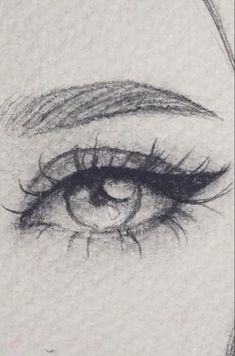 a drawing of an eye with long lashes