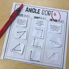 an angle sort worksheet for students to practice angles