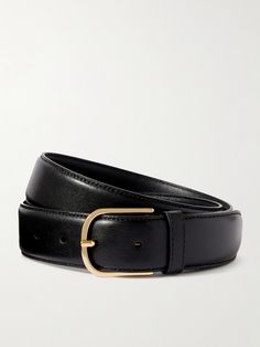 TOTEME's belt has a classic design that's perfect for any occasion. It's crafted from leather and tipped with a gold-tone buckle. Wear yours with everything, from tailoring to casual jeans. Designer Business Belts With Gold-tone Hardware, Designer Belts With Gold-tone Hardware For Business, Black Belt Buckles With Gold-tone Hardware For Work, Black Belt Buckles With Gold-tone Hardware For Business, Designer Business Belts With Gold Buckle, Leather Belt Buckles With Gold-tone Hardware For Work, Formal Leather Belt With Gold-tone Hardware, Timeless Formal Belts With Gold-tone Hardware, Timeless Formal Belt With Gold-tone Hardware