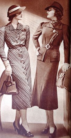 1930s Travel Fashion, 1930s Winter Fashion, Vintage Womens Fashion, 1938 Fashion, Vintage Classy Outfits, Fashion 40s, History Of Fashion, Fashion 30s