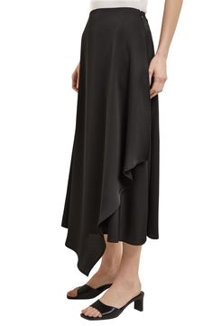 Tiered asymmetric ruffles bring head-turning charm to this maxi skirt crafted from silky charmeuse. 32"–38" length (size Extra Small) Hidden side-zip closure Unlined 100% polyester Hand wash, dry flat Imported Pre-draped Asymmetrical Skirt For Spring, Elegant Draped Maxi Skirt For Spring, Pre-draped Asymmetrical Skirt For Evening, Formal Pre-draped Flowy Skirt, Formal Draped Flowy Skirt, Flowy Draped Maxi Skirt For Parties, Flowy Draped Evening Skirt, Relaxed Draped Skirt For Evening, Pre-draped Flowy Long Skirt