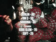 a man dressed as spider - man in front of a screen with the words webs on it