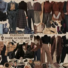 Parisian Dark Academia, Acedima Aesthetic Outfits, Chaotic Academia Aesthetic Outfit, Chaotic Academia Outfits, Different Types Of Clothes