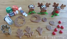 some food is laying out on a table with eyes, nose, and mouth decorations