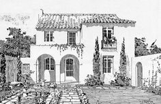 this is an ink drawing of a house