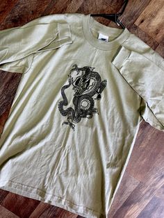 Vintage wooden dog dragon, skateboarding surfer T-shirt, long sleeve size XL Dog Dragon, Dragon Shirt, Wooden Dog, Vintage Clothes, Skateboarding, Labour Day, Skateboard, Gender Neutral, Vintage Outfits