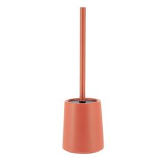 an orange toilet brush holder on a white background