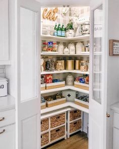 an open pantry filled with lots of food