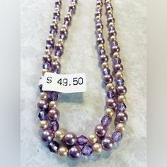 Pretty Purple Faceted Glass And Pearl Beaded Necklace Is Perfect For Spring! Wear Long Or Doubled Up. Length: Approx 40 Inches Macys Jewelry, Pearl Beaded Necklace, Spring Wear, Pretty Purple, Double Up, Purple Glass, Faceted Glass, Pearl Beads, Long Necklace