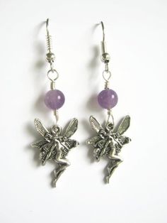 Dainty Silver Jewelry Earrings, Crystal Earring Ideas, Jewelry Purple, Jewellery Inspiration, Cute Handmade Earrings, Fairy Jewelry Earrings, Fairy Earrings, Fairycore Purple Jewelry As A Gift, Fairy Grunge Earrings