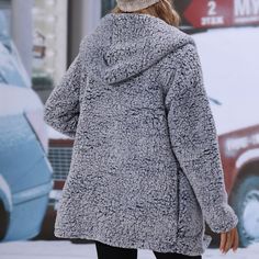 Fall Women's Hooded Loose Mid-Length Casual Outerwear - Gray,M Cozy Gray Long Sleeve Outerwear, Gray Cozy Fit Outerwear With Long Sleeves, Gray Cozy Fit Long Sleeve Outerwear, Cozy Fit Gray Long Sleeve Outerwear, Casual Cozy Fit Gray Outerwear, Gray Comfortable Hoodie Outerwear, Gray Hooded Outerwear For Loungewear, Gray Cozy Fit Outerwear For Loungewear, Comfortable Gray Outerwear For Loungewear