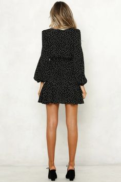 Sexy V-neck Polka Dot Dress Black Dresses Non-stretch Polka Dot Dress For Spring, Spring Polka Dot Mini Dress, Flirty Polka Dot Mini Dress For Spring, Polka Dot Mini Dress For Date Night, V-neck Polka Dot Mini Dress For Summer, Polka Dot V-neck Mini Dress For Summer, V-neck Mini Dress In Polka Dot For Summer, Non-stretch Mini Dress For Date Night, Polka Dot V-neck Mini Dress For Night Out