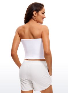 Butterluxe collection features super soft and stretchy high-quality fabric. Tight tube tops are designed with double-lined and an elastic top trim for offering safe feeling and showing flattering back line. Ideal for everyday support, casual, going out and daily wear. Feature & Fitting: 
 Butterluxe collection 
 Design for casual wear 
 No built-in bra, Tight fit 
 Elastic top trim, Double lined 
 Fabric: 
 Extremely Soft, luxurious comfort and lightweight 
 Ultra stretchy, very gently compr Strapless Tube Top With Built-in Bra For Workout, Fitted Tube Top With Built-in Bra For Workout, Workout Bandeau Tube Top With Built-in Bra, Casual Stretch Tube Top With Bra-friendly Design, Casual Stretch Tube Top Bra Friendly, Seamless Bandeau Crop Top In Elastane, Fitted Bandeau Elastane Crop Top, Fitted Tube Top With Built-in Bra Shapewear, Strapless Stretch Elastane Crop Top