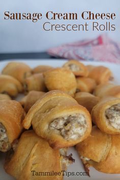 sausage cream cheese crescent rolls on a white plate