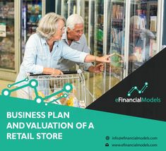 an elderly couple shopping in a retail store with the text business plan and salvation of a retail store