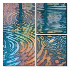 four different images of water with ripples in them