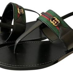 Gucci | Shoes | Gucci Nylon Web Lifford Jakarta Leather Sandals Black | Poshmark Designer Sandals With Leather Trim For Summer, Designer Open Toe Sandals With Leather Trim, Gucci Black Leather Sandals, Black Gucci Leather Sandals, Pink Low Heels, Gucci Flip Flops, Red Web, Shoes Gucci, Wedge Espadrilles